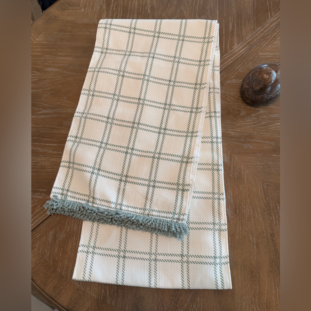 Kirklands Plaid Fringe table runner